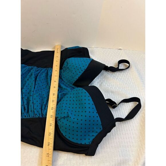 Terra & Sky bathing suit 1x (16-18w) rn52469 turquoise and black dots underwire - Picture 7 of 7